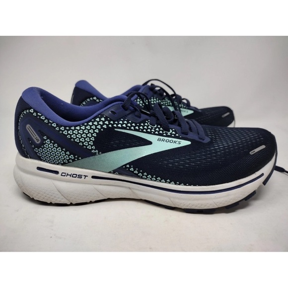 Brooks 🤩 Women's Ghost 14 Athletic Shoes - Dark Blue and Light Green - Picture 2 of 5